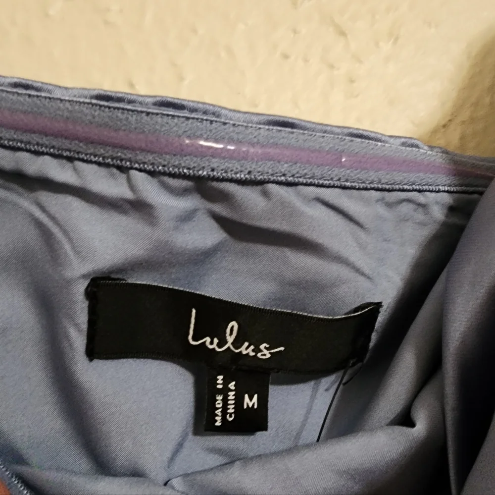 Lulus Demure Sweetie Slate Blue Satin Strapless Two-Piece Midi Dress M Wedding - Picture 9 of 10